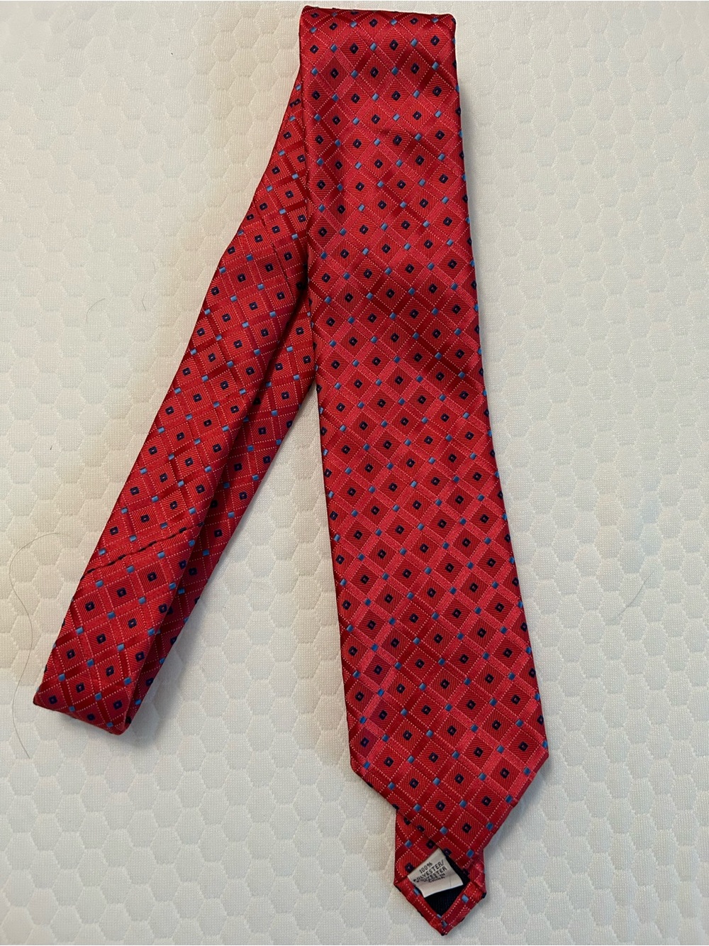 Izod Red Tie with Blue Diamond Motif